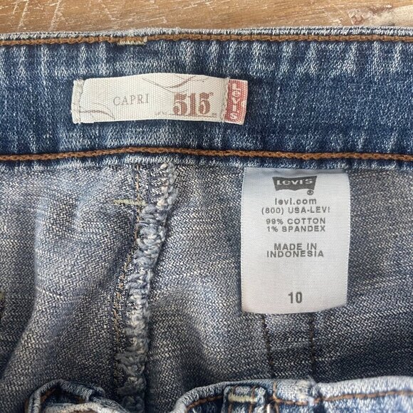 Levi's 515 Capri Womens Size 10 Medium Wash High Rise Denim Casual Distressed - Picture 3 of 7